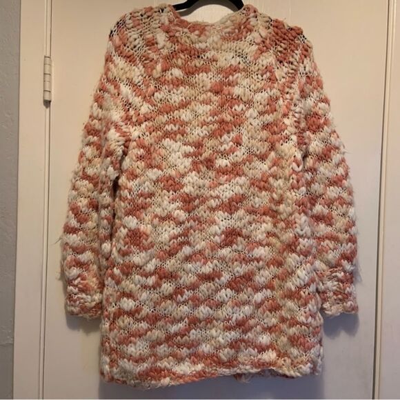 Sz XS Tularosa Revovle Chunky Knit Pink & Cream Wool Oversized Sweater Cardigan - Picture 6 of 11